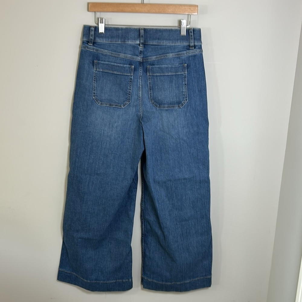 Spanx Cropped Wide Leg Jean Shaded Blue Shapewear Pockets High Rise sz M NEW - Picture 5 of 11